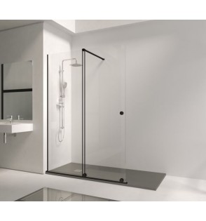 Bron Panel Ducha Frontal Fijo + Corredera Transparente Black