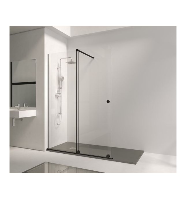 Bron Panel Ducha Frontal Fijo + Corredera Transparente Black