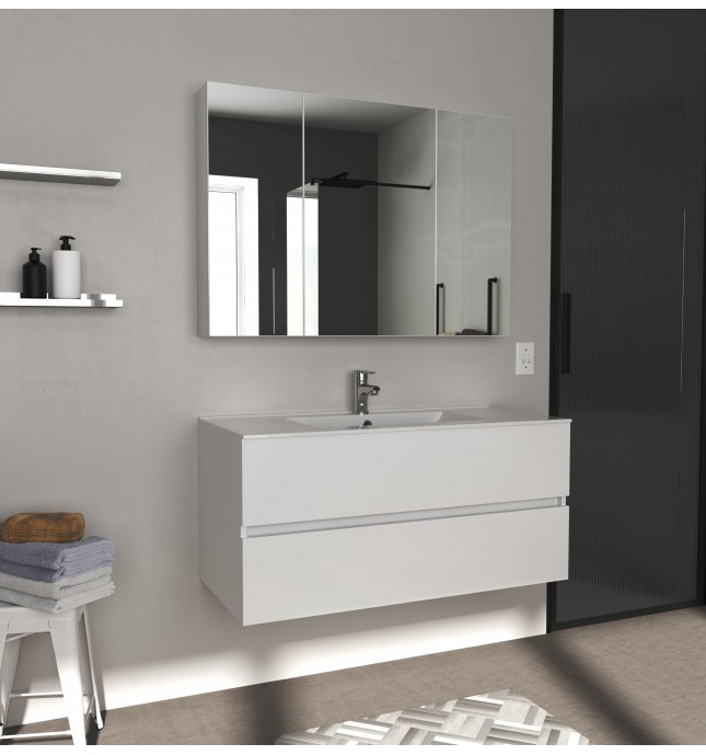 Conjunto Mueble de Baño BERK 120 cm con lavabo cerámico y espejo