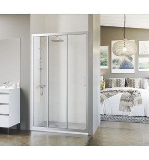 Nantes: Mampara Ducha Frontal Fijo + 2 Correderas Transparente 87-182cm