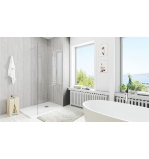 Rimini: Panel de Ducha Frontal Fijo Transparente 68,5-81 cm