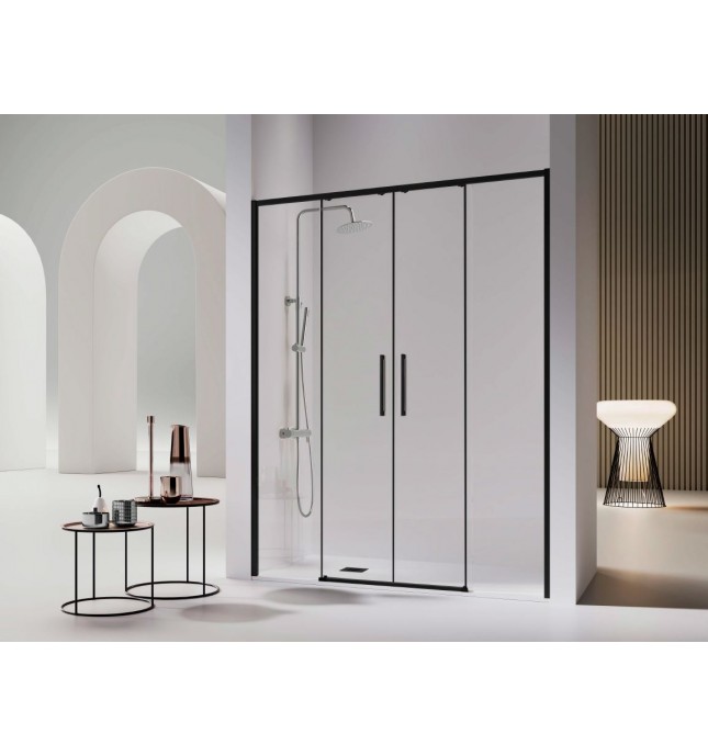 Delta 100: Mampara Ducha Frontal 2 Fijos + 2 Correderas Transparente