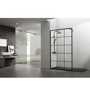 Screen Black Chess: Panel Fijo De Ducha Transparente 2