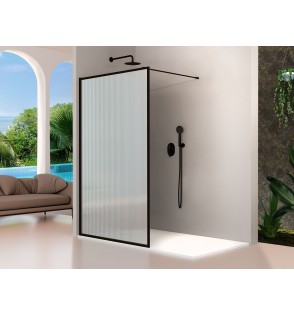 Fresh Fijo Ducha Perimetral Negro Mate con vidrio acanalado