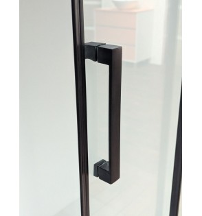 Treban: Mampara Ducha Frontal Fijo + Corredera Negro 2