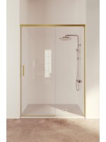 Treban: Mampara Ducha Frontal Fijo + Corredera Oro Cepillado