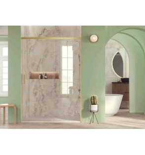 Treban: Mampara Ducha Frontal Fijo + Corredera Oro Cepillado 2