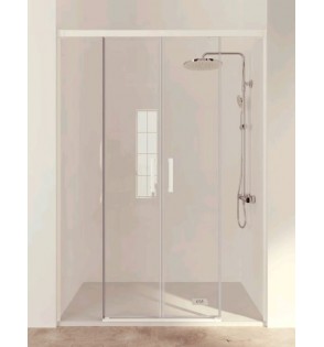 Treban: Mampara Ducha Frontal 2 Fijos + 2 Correderas Blanco Mate