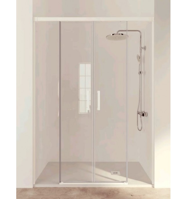 Treban: Mampara Ducha Frontal 2 Fijos + 2 Correderas Blanco Mate