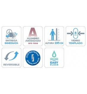 Fresh Oro Rosa: Panel Fijo De Ducha Transparente 89.5-120.5 cm 2