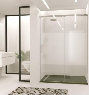 Treban: Mampara de Ducha Frontal Corredera Serigrafiada 95-180 cm